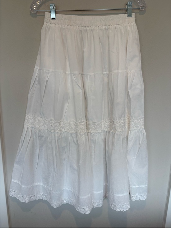 Dresses & Skirts - White Tiered Lace-Trim Skirt
